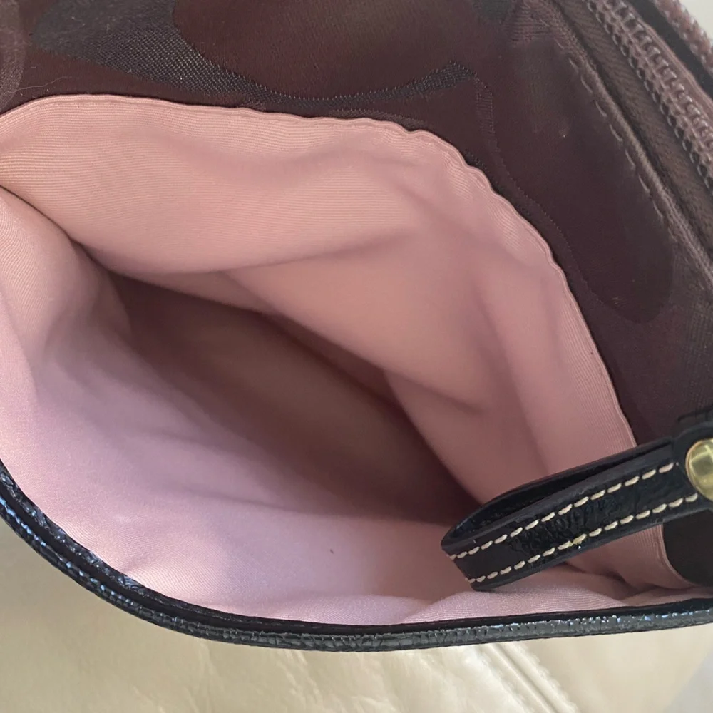 Coach Crossbody Shoulder Bag Brown Black Monogram Slim & Spacious Swingpack